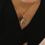 Red Zircon Apollo Silver Coin Necklace - floysun