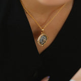 Red Zircon Apollo Silver Coin Necklace - floysun