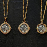 Red Zircon Apollo Silver Coin Necklace - floysun
