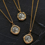 Red Zircon Apollo Silver Coin Necklace - floysun