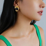 Regal Oval Gemstone Earrings: Antique Chic with a Modern Twist - floysun