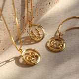 Retro Hollow Zodiac Necklace