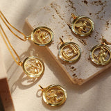 Retro Hollow Zodiac Necklace