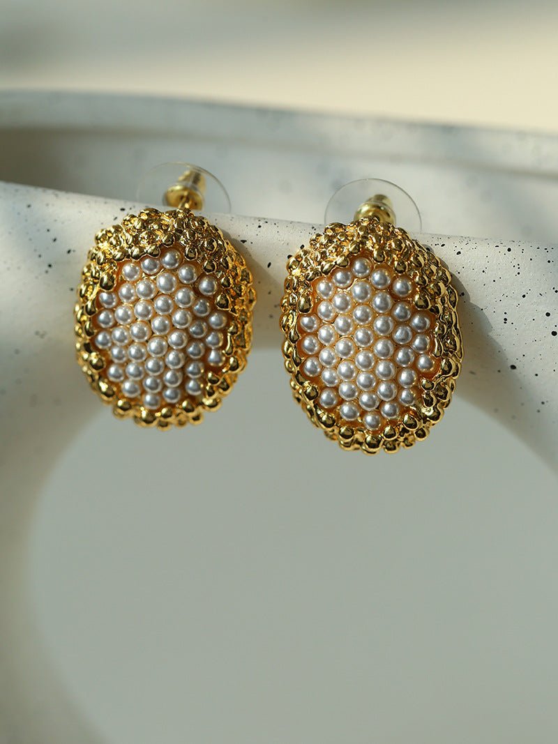 Retro Oval Rice Pearls Earrings - floysun