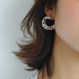 Retro Pleated Croissant C Earrings