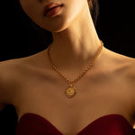 Retro Revolving Gold Coin Collar Necklace - floysun