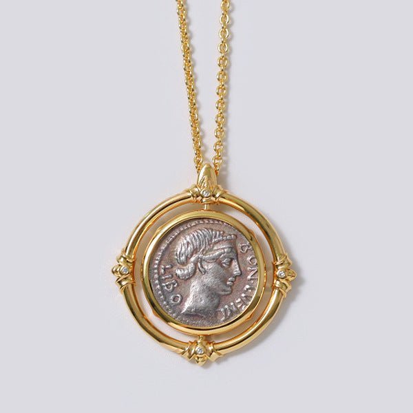 Retro Simple Roman Silver Coin Necklace - floysun