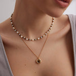 Retro Tiger Eye Stone Mother-of-Pearl Spliced Pearl Necklace - floysun