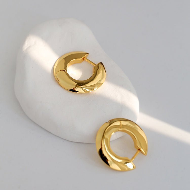 Round Geometric Glossy Earrings Hoops - floysun