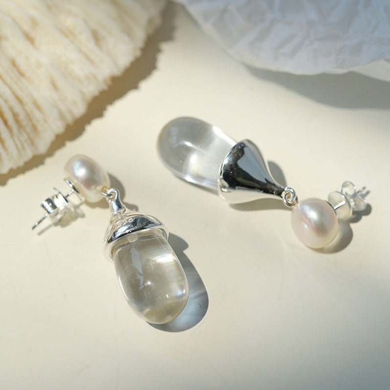 S925 Silver Black Onyx White Crystal Earrings - floysun
