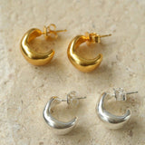 S925 Silver C-shaped Frosted Earrings - floysun
