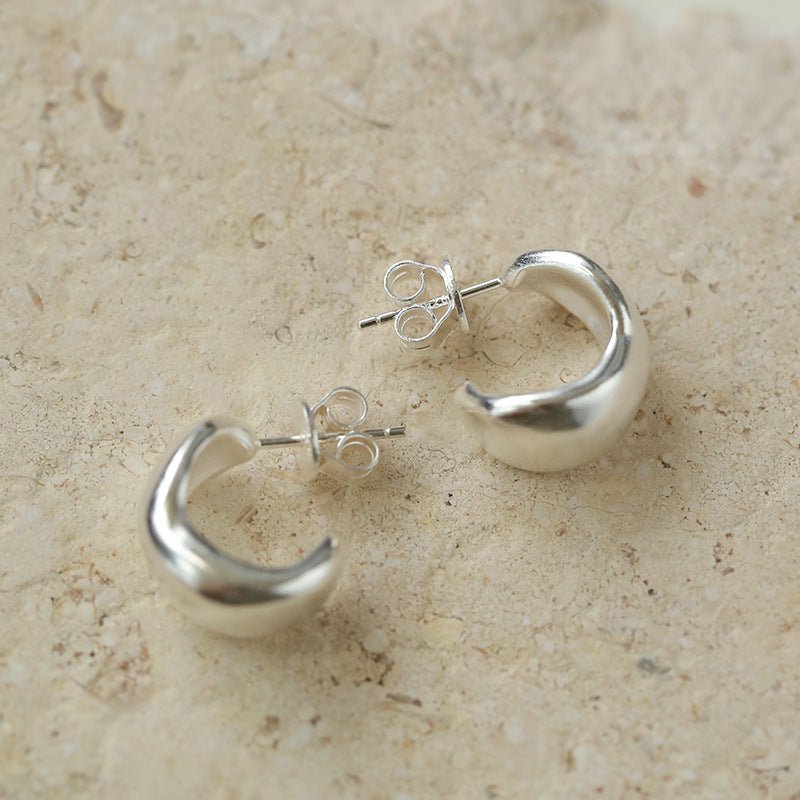 S925 Silver C-shaped Frosted Earrings - floysun