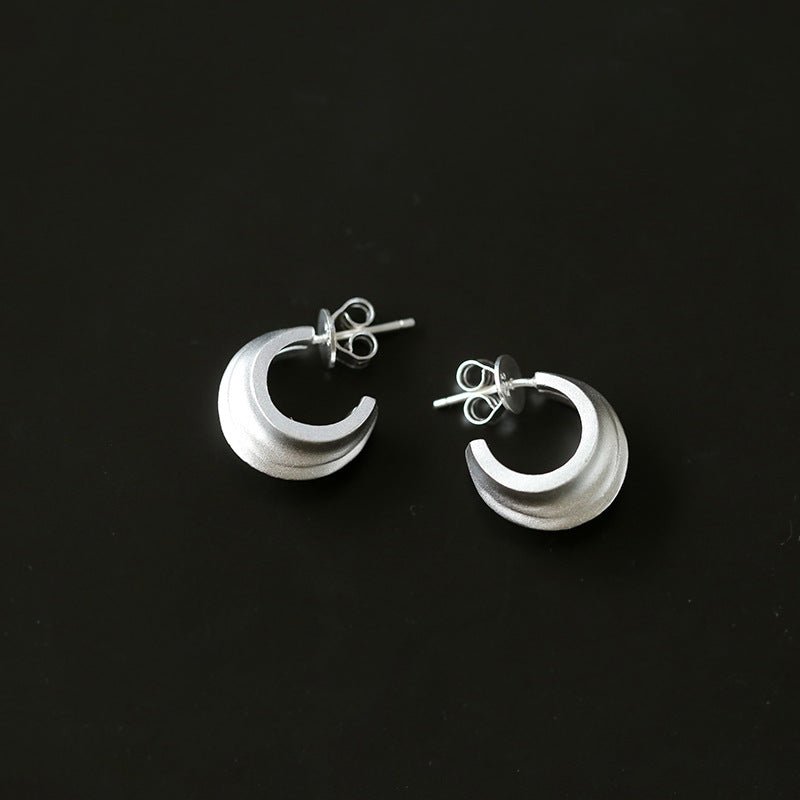 S925 Silver Frosted Handmade Texture Earrings - floysun
