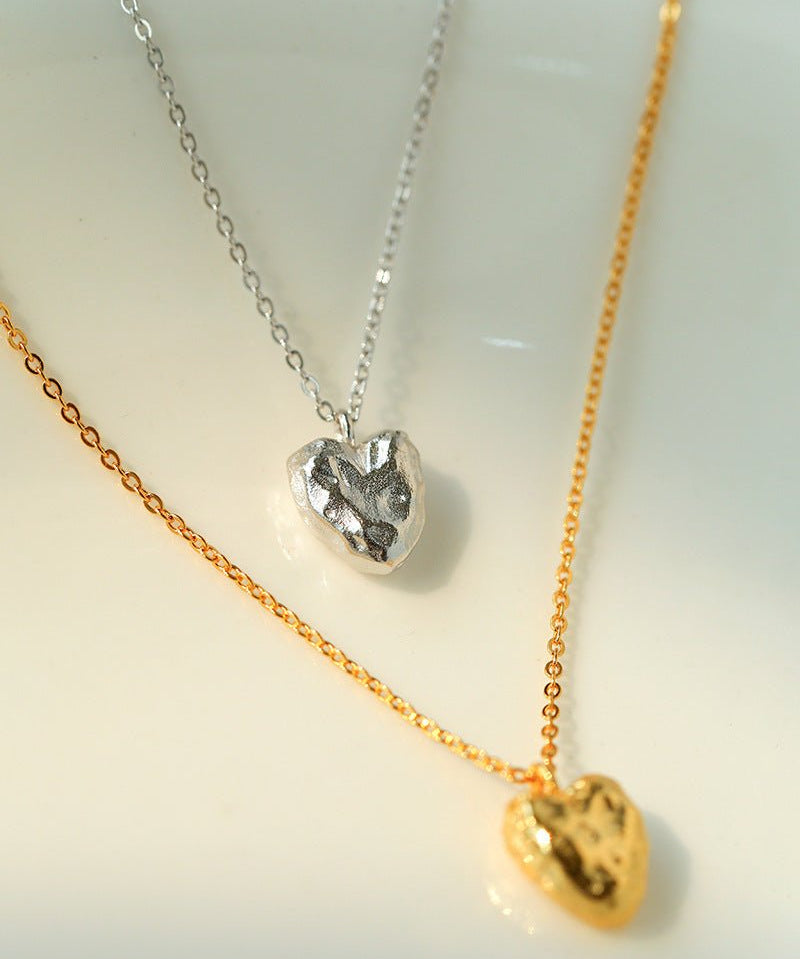 S925 Silver Irregular Small Love Pendant Necklace - floysun