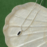 S925 Silver Oval Black Agate Necklace - floysun