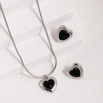 S925 Sterling Silver Black Agaet Love Earrings - floysun