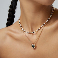 S925 Sterling Silver Black Love Agate Necklace - floysun