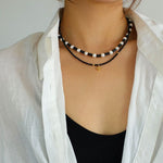 S925 Sterling Silver Black Spinel Beaded Necklace - floysun