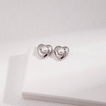 S925 Sterling Silver Love Pearl Stud Earrings - floysun