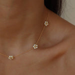 S925 Sterling Silver Natural Pearl Woven Floral Chain Necklace - floysun