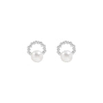 S925 Sterling Silver Semi-circular Freshwater Pearl Earrings - floysun