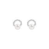 S925 Sterling Silver Semi-circular Freshwater Pearl Earrings - floysun