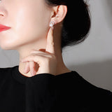 S925 Sterling Silver Semi-circular Freshwater Pearl Earrings - floysun