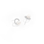 S925 Sterling Silver Semi-circular Freshwater Pearl Earrings - floysun