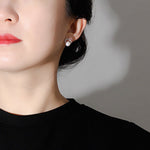S925 Sterling Silver Semi-circular Freshwater Pearl Earrings - floysun