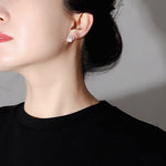 S925 Sterling Silver Semi-circular Freshwater Pearl Earrings - floysun