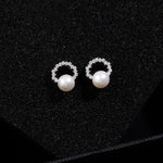 S925 Sterling Silver Semi-circular Freshwater Pearl Earrings - floysun