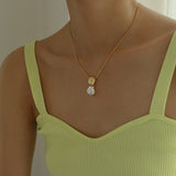 Scalloped Crystal Shell Necklace - floysun