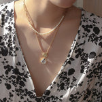 Scalloped Crystal Shell Necklace - floysun