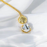 Scalloped Crystal Shell Necklace - floysun