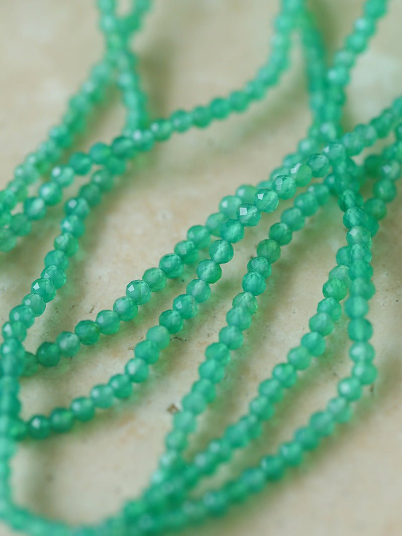 Serenity in Green: Extra-Long Green Agate Double Baroque Pearl Necklace - floysun