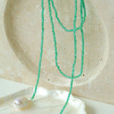 Serenity in Green: Extra-Long Green Agate Double Baroque Pearl Necklace - floysun