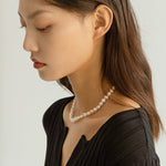Shaped Pearl Necklace Simple Short Pearl Collar Chain - floysun