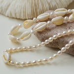 Shell and Pearl Patchwork Necklace - floysun