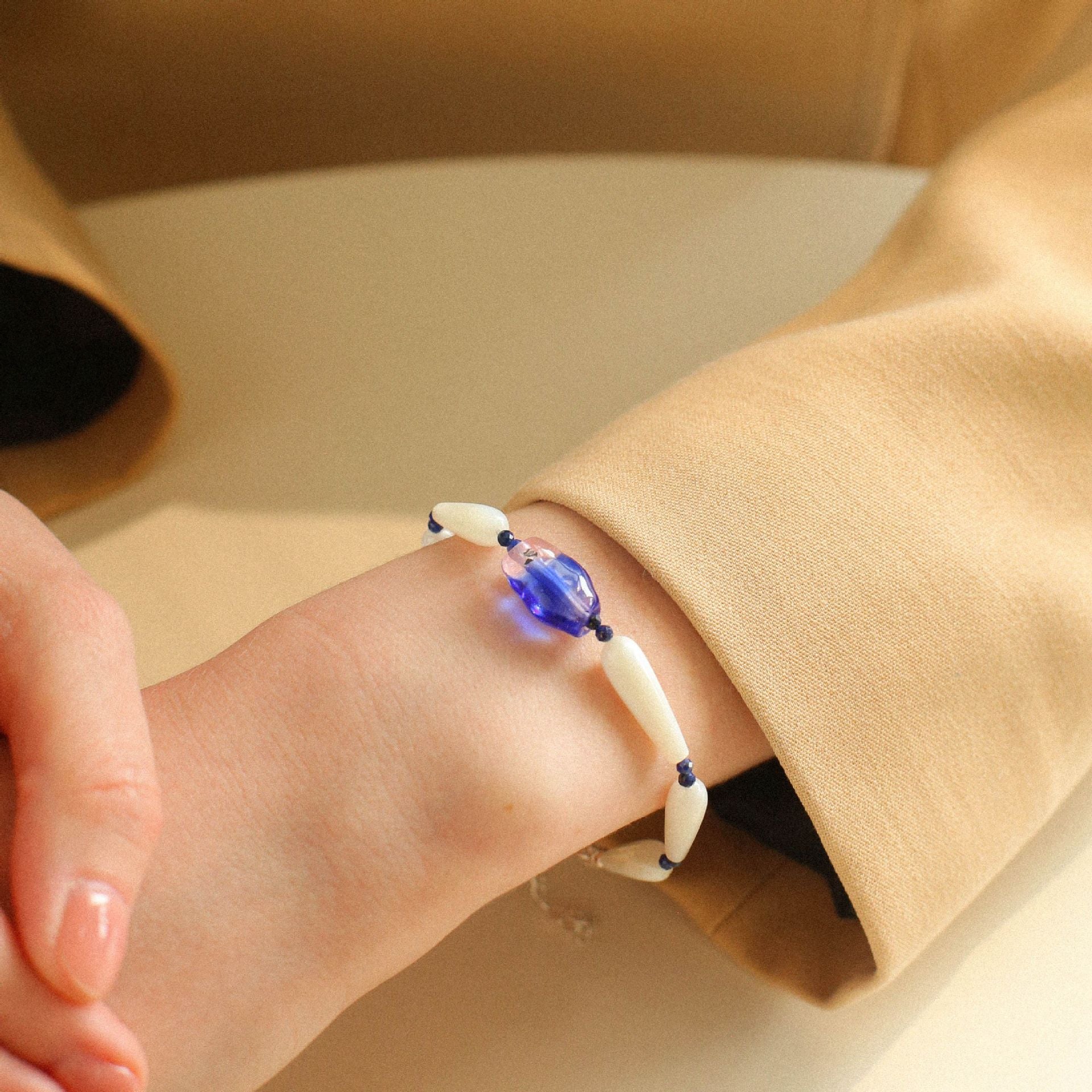 Shell Colored Glaze Necklace Bracelet Jewelry Set - floysun