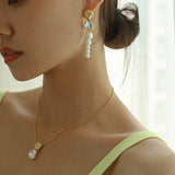 Shell Gradually Changed Long Pearl Earrings