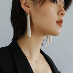 Shining Galaxy Waterfall Long Tassel Silver Earrings - floysun