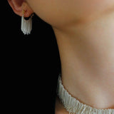 Shining Galaxy Waterfall Short Tassel Silver Earrings - floysun
