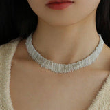 Shining Galaxy Waterfall Tassel Silver Necklace - floysun