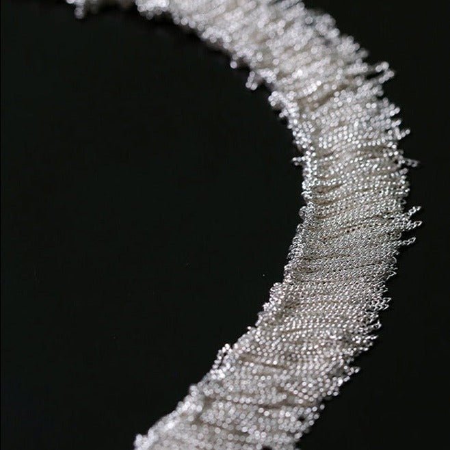 Shining Galaxy Waterfall Tassel Silver Necklace - floysun