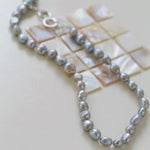 Silver Gray Freshwater Pearls Short OT Buckle Necklaces - floysun