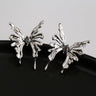 Silver Lava Black Zirconia Butterfly Earrings - floysun