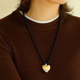 Simple Black Onyx Big Love Necklaces - floysun