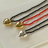 Simple Black Red Onyx Big Love Pendant Necklaces - floysun