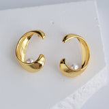 Simple Curved Moon Pearl Earrings