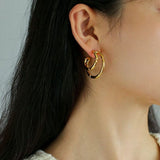 Simple Double-layer Bamboo C Shape Earrings - floysun